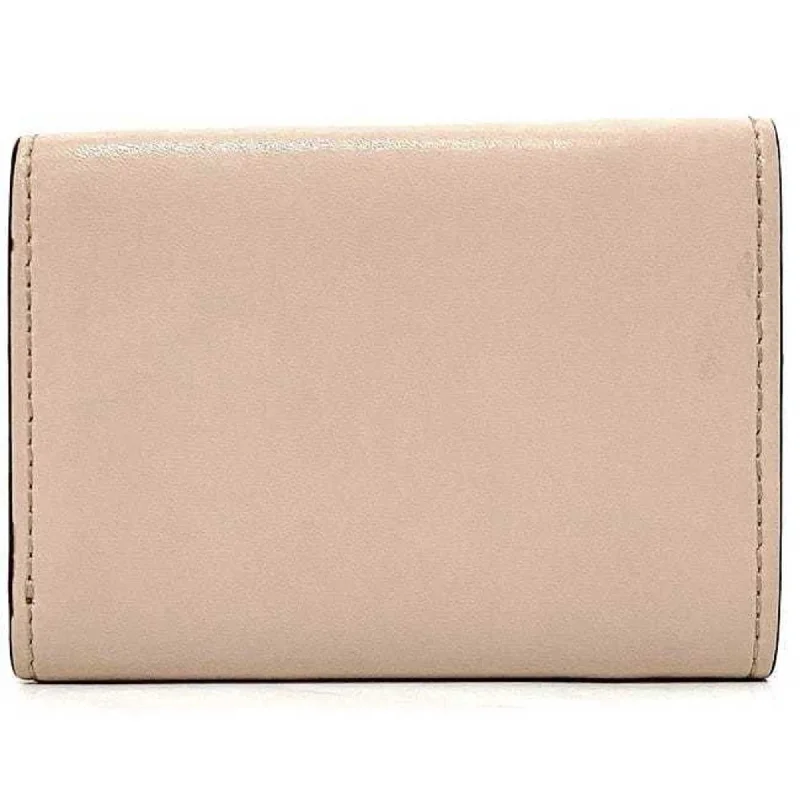 Compact crossbody bags for travelFENDI Trifold Wallet Pink Beige Gold Fizu 8M0395 Leather GP  Circle Women's