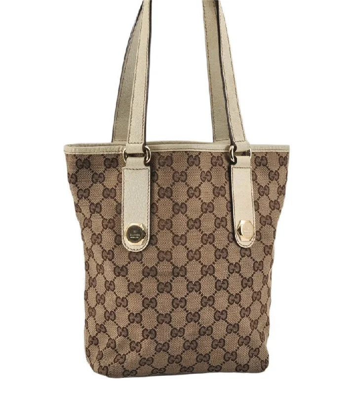 Vintage-inspired handbagsAuthentic GUCCI Charmy Shoulder Tote Bag GG Canvas Leather 153361Brown 2730K