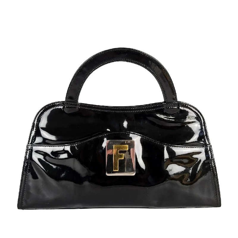 High-quality leather messenger bagsFENDI vintage handbag in black patent leather