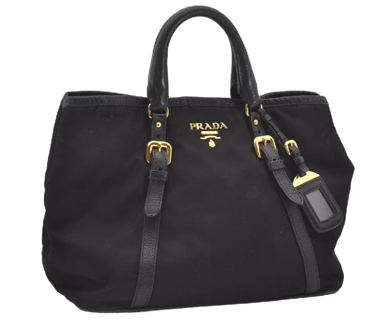 Best tote bags for workAuthentic PRADA Nylon Tessuto Leather 2Way Hand Tote Bag Purse Black 9663I