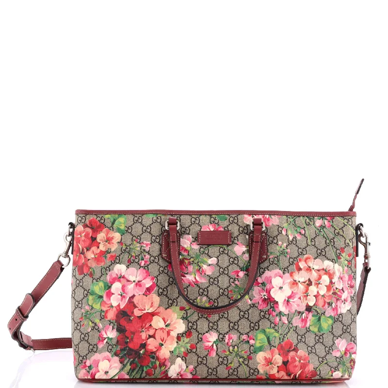 High-quality leather messenger bagsHigh-quality leather messenger bagsConvertible Zip Tote Blooms Print GG Coated Canvas Large