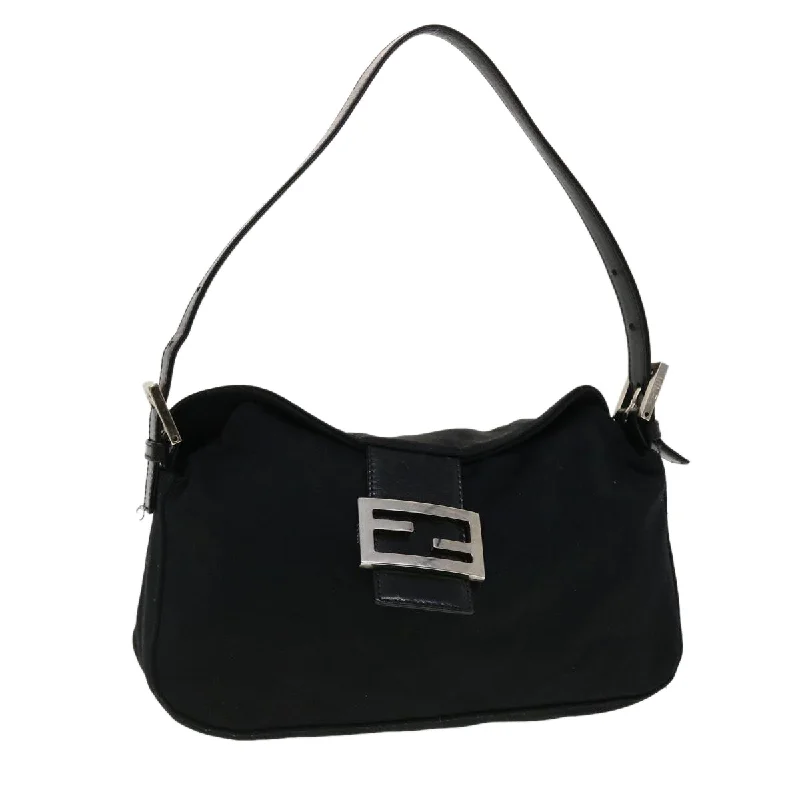 Affordable luxury bags FENDI Mamma Baguette Shoulder Bag Nylon Black  45194