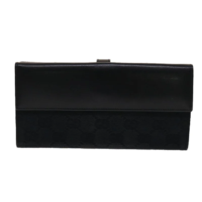 Minimalist leather handbagsGUCCI GG Canvas Jackie Long Wallet Leather Black  ep953