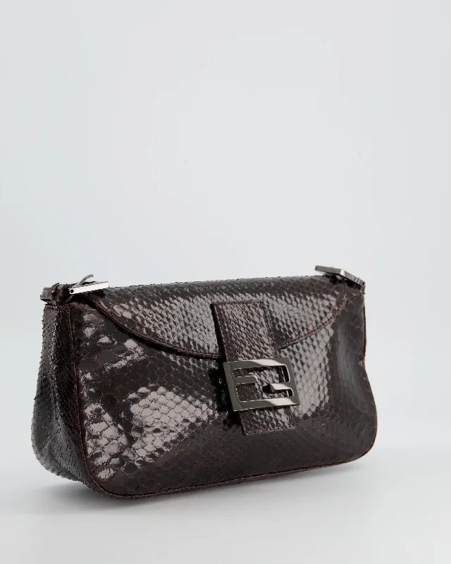 Customizable monogram bagsFendi Vintage Brown Python Baguette Bag with Gun-Metal Hardware