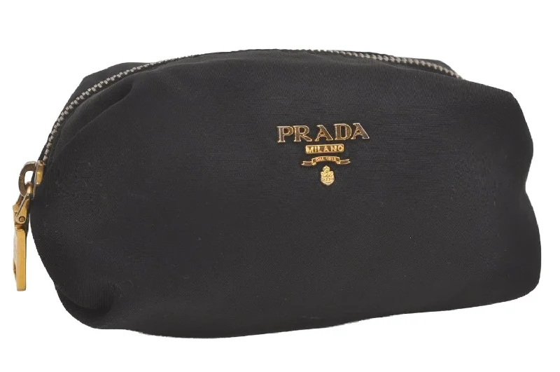 High-end designer bags for menAuthentic PRADA Vintage Nylon Tessuto Pouch Purse Black 8050I