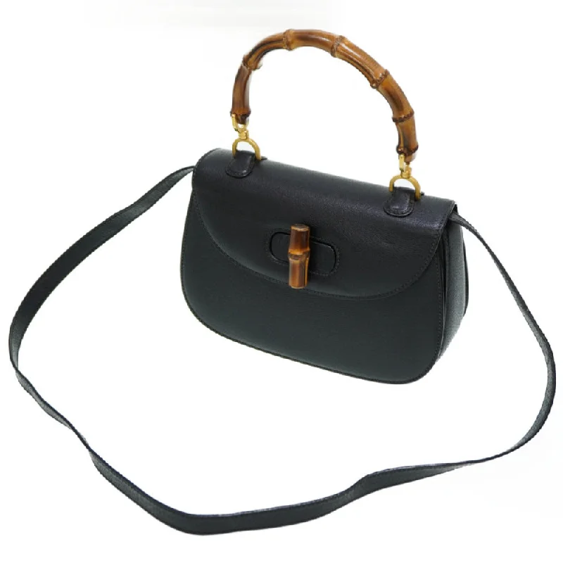 High-end designer bags for menGUCCI Handbag 000 46 0633 leather black Bamboo Women Used