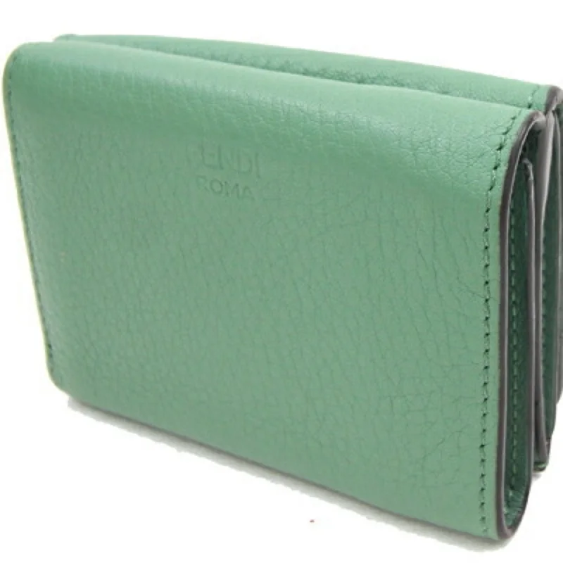 Luxury bags with exotic skinsFENDI Trifold Wallet Peekaboo 8M0426 Green Leather Women's