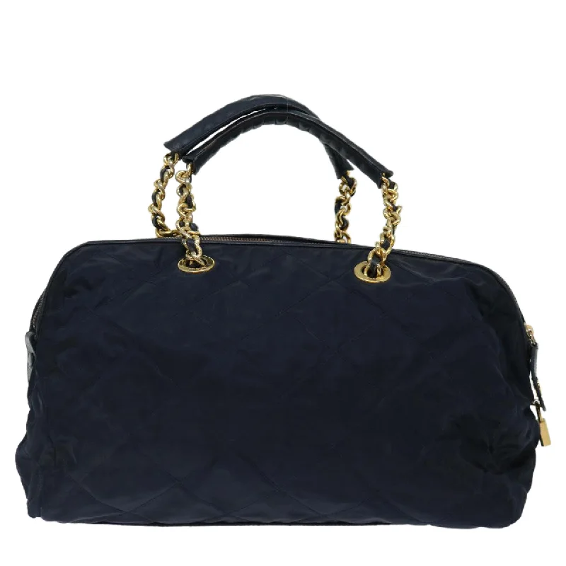 Affordable luxury bags PRADA Quilted Hand Bag Nylon Navy  ac2871