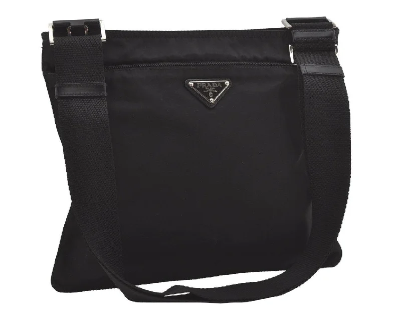 Water-resistant travel backpacksAuthentic PRADA Nylon Tessuto Leather Shoulder Cross Body Bag Purse Black 7591I