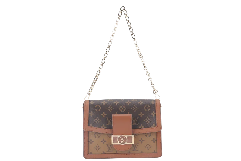 Customizable monogram bagsLOUIS VUITTON DAUPHINE MM(M45958) MONOGRAM REVERSE WITH STRAPS, STRAP, CHAIN, DUST COVER AND BOX