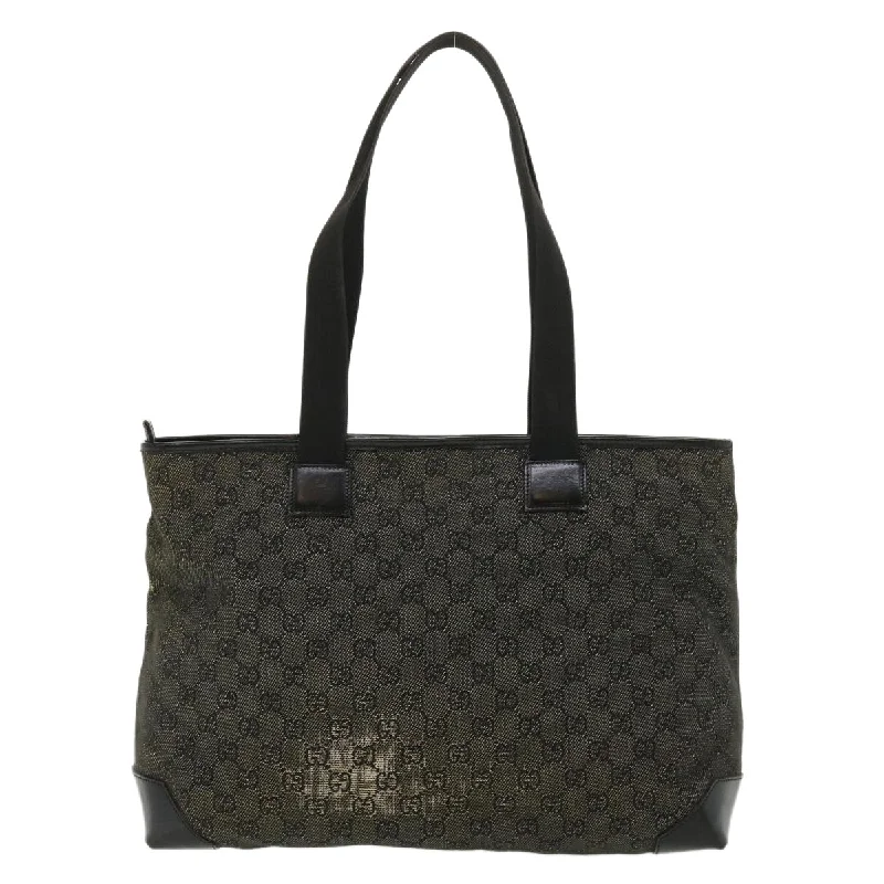 Designer bags with gold hardwareGUCCI GG Canvas Tote Bag Black 34339  am3809