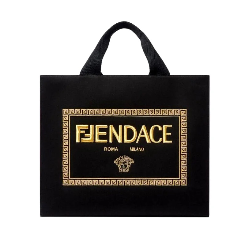 Mini bags for evening outFendi x Versace Fendace Black Canvas Convertible Large Shopping Tote