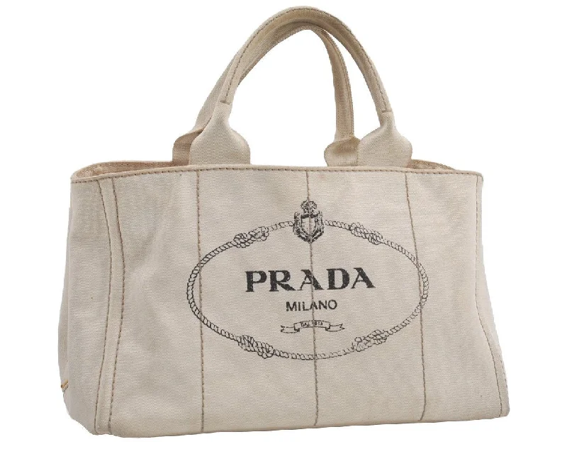 Lightweight duffle bags for gymAuthentic PRADA Vintage Canapa M Canvas 2Way Shoulder Hand Bag White 7450I