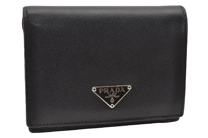 Stylish laptop bags for professionalsAuthentic PRADA Vintage Saffiano Leather Bifold Wallet Purse Black 0664J