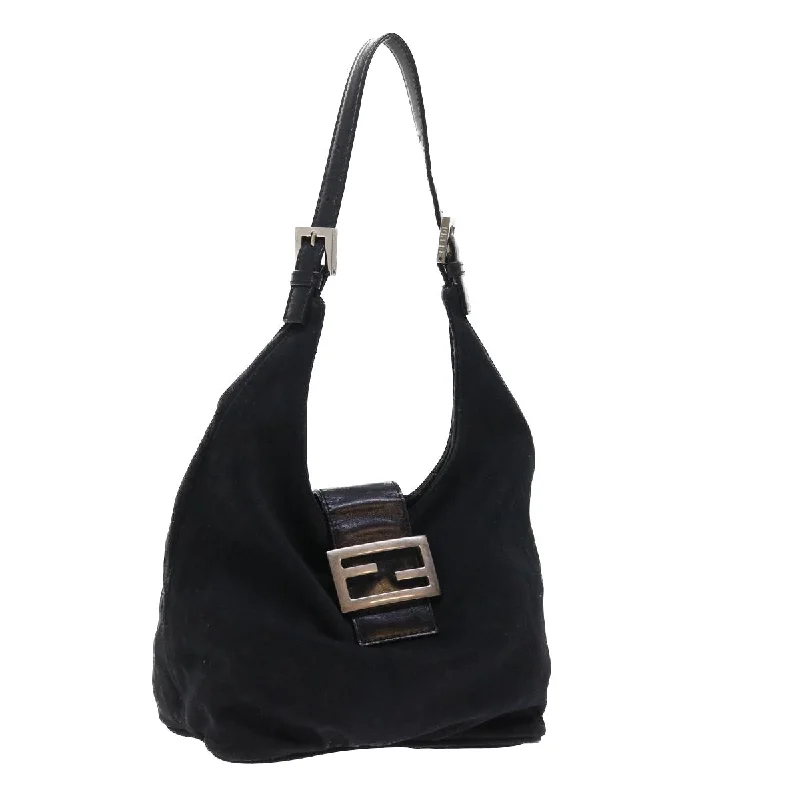 Affordable luxury bags FENDI Mamma Baguette Shoulder Bag Nylon Black  yk8798