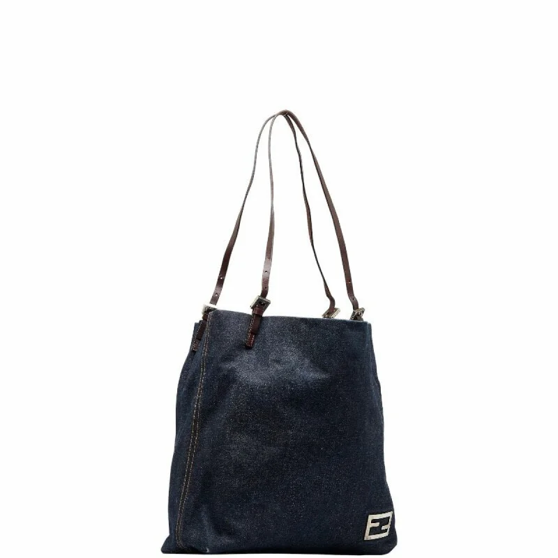 Trendy bucket bags for summerFENDI Tote Bag Shoulder 26633 Indigo Blue Canvas Leather Women's