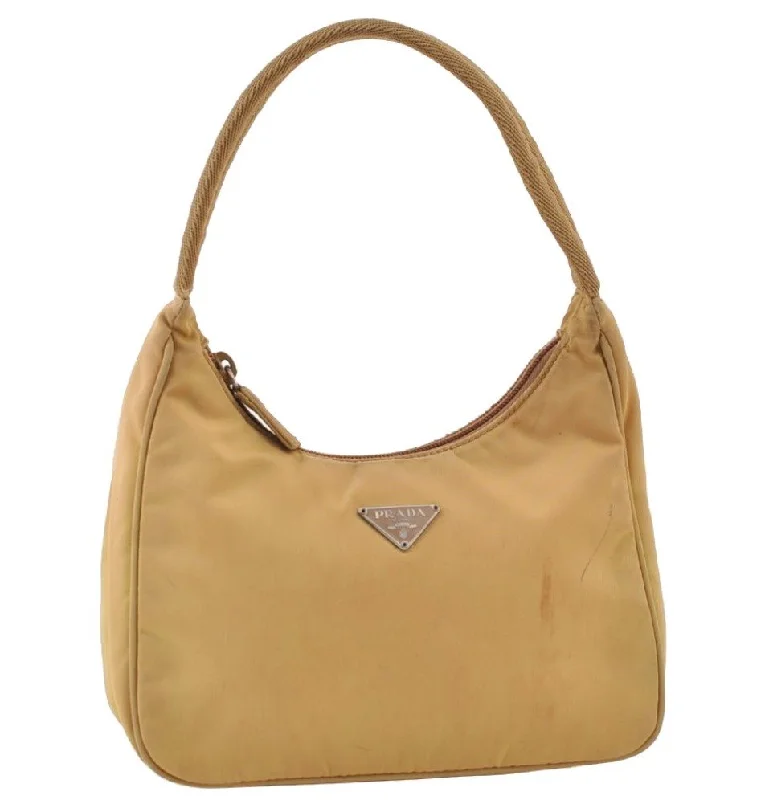 High-end designer bags for menAuthentic PRADA Vintage Nylon Tessuto Hand Bag Purse Beige 9613I