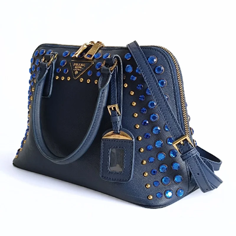 Elegant clutch bags for weddingsPRADA Prada Prada Bijoux shoulder bag in blue Saffiano leather