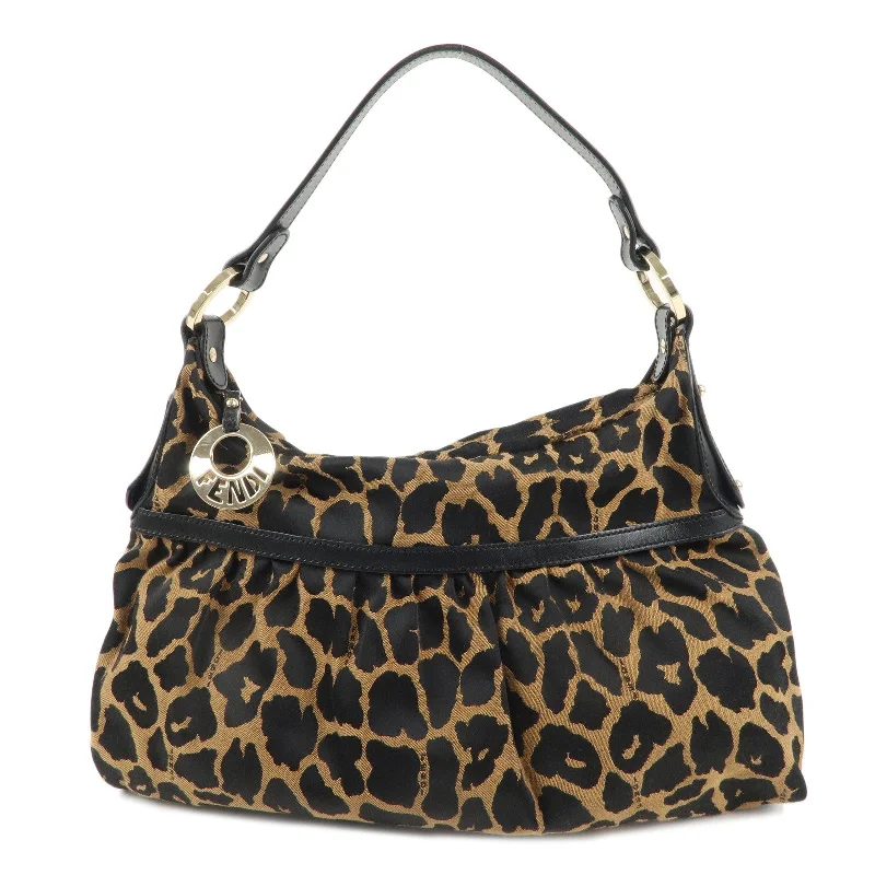 Best-selling designer bags 2025FENDI Zucca Canvas Leather Animal Print Shoulder Bag 8BR448