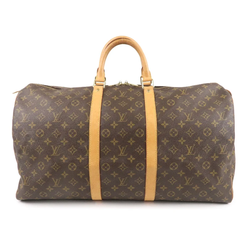 Elegant clutch bags for weddingsLouis Vuitton Monogram Keep All 55 Boston Bag Brown M41424