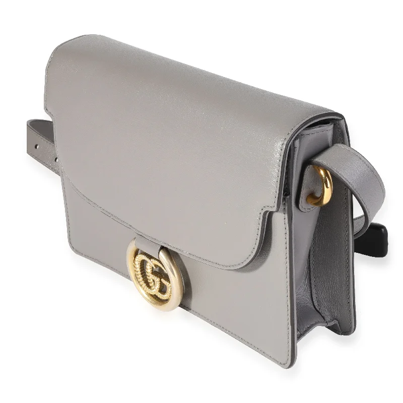 Mini bags for evening outGucci Gray Leather GG Ring Shoulder Bag