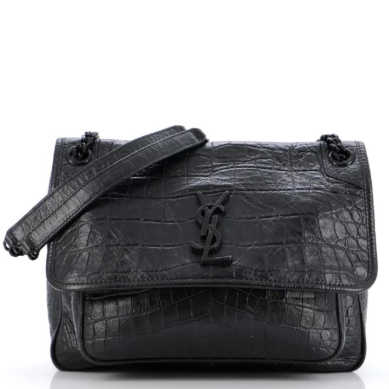 High-end designer bags for menHigh-end designer bags for menNiki Chain Flap Bag Crocodile Embossed Patent Medium