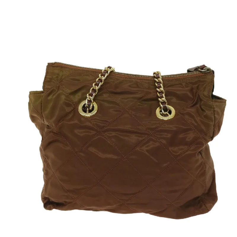 Designer bags with detachable strapsPRADA Quilted Chain Shoulder Bag Nylon Brown  68274