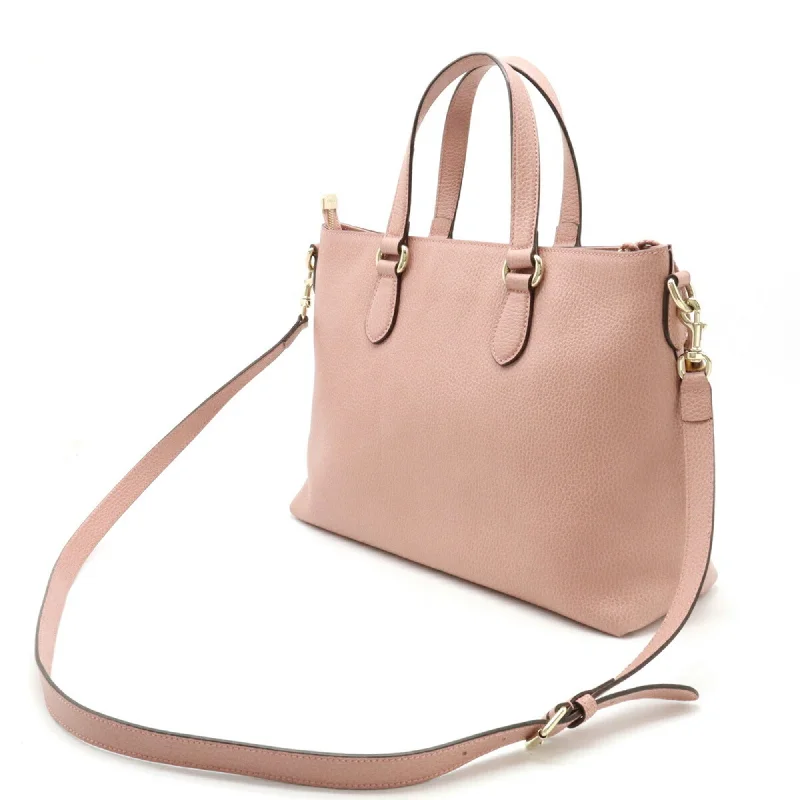 Minimalist leather handbagsGUCCI Bamboo Tote Bag Handbag Shoulder Leather Pink 449642