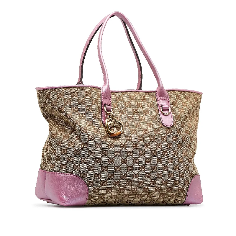 Designer bags with detachable strapsGucci GG Canvas Heart Bit Tote (SHG-8tNWwL)