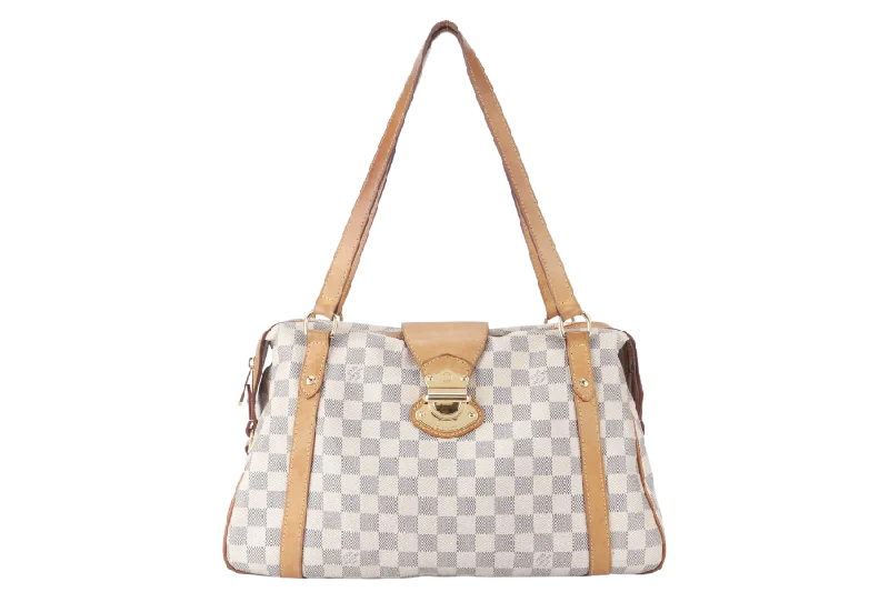 Lightweight duffle bags for gymLOUIS VUITTON STRESA PM (N42220) DAMIER AZUR GOLD HARDWARE NO DUST COVER