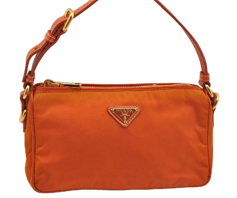 Stylish laptop bags for professionalsAuthentic PRADA Nylon Tessuto Saffiano Leather Hand Bag Pouch Purse Orange 6919I