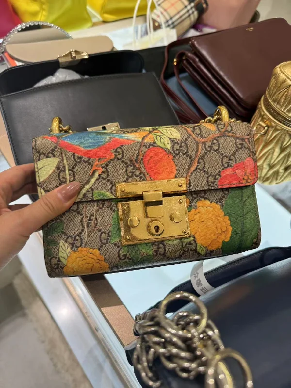 Best-selling designer bags 2025Gucci GG Supreme Monogram Tian Padlock Shoulder Bag Beige Multicolor Small