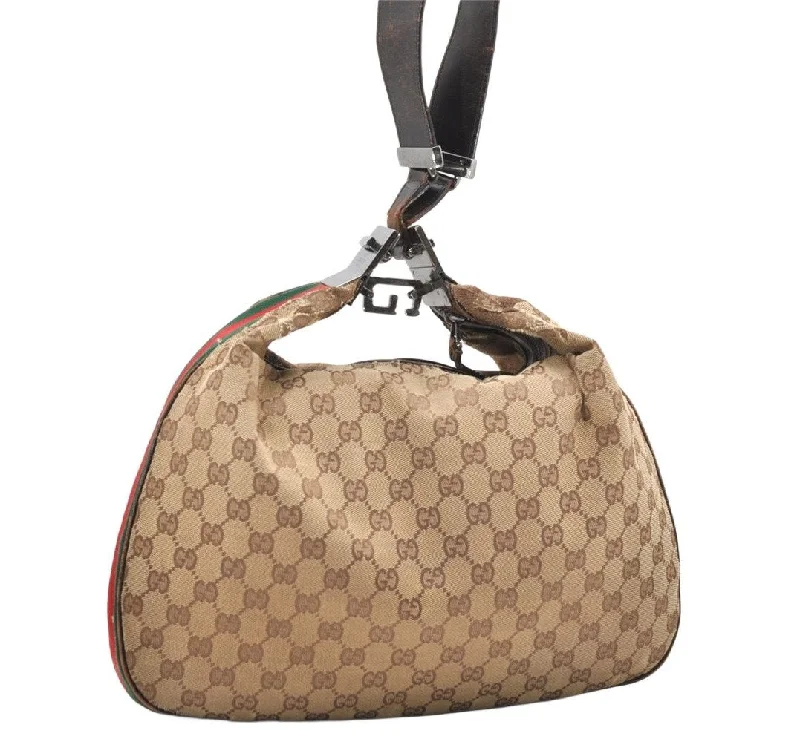 Best bags for business tripsAuth GUCCI Web Sherry Line Shoulder Bag GG Canvas Leather 0013341 Brown 2415K