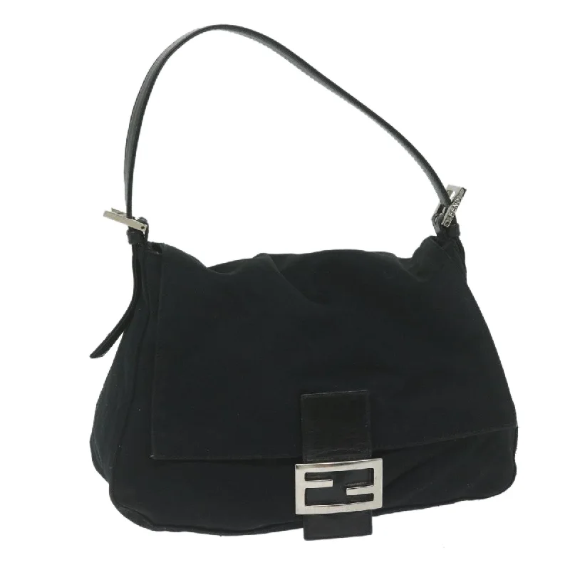 Minimalist leather handbagsFENDI Mamma Baguette Shoulder Bag Nylon Black 2321 26325 008  am5345