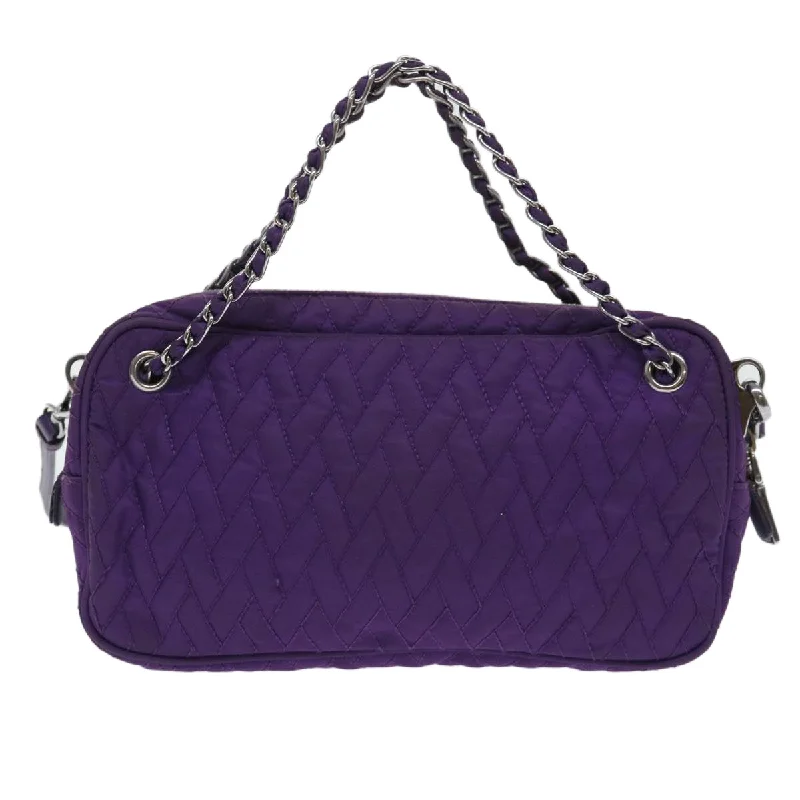 Large capacity travel bagsPRADA Quilted Chain Shoulder Bag Nylon Purple  ep1348