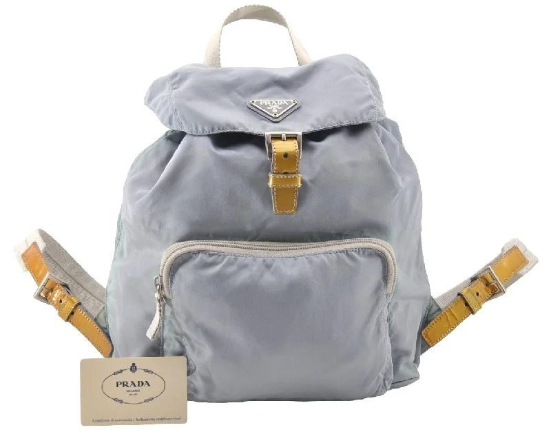 Trendy transparent PVC bagsAuthentic PRADA Vela Nylon Tessuto Enamel Backpack B4650 Light Blue 7812I