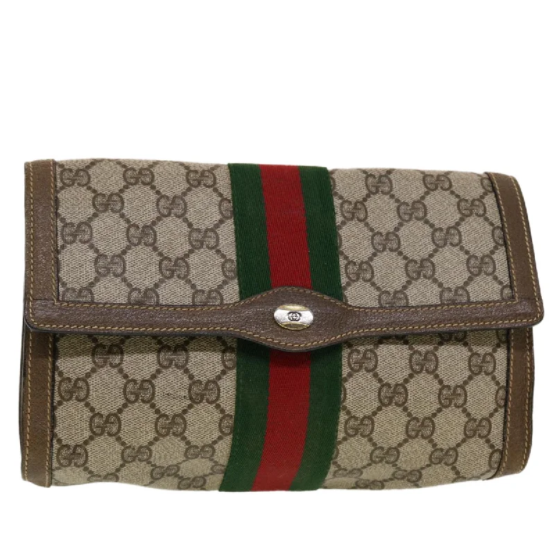 Eco-friendly tote bags for shoppingGUCCI GG Canvas Web Sherry Line Clutch Bag Beige Red Green  43902