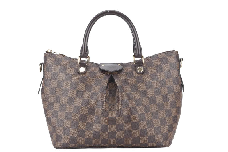 Luxury bags with chain strapsLOUIS VUITTON SIENA MM (N41546) DAMIER EBENE CANVAS GOLD HARDWARE WITH STRAPS AND DUST COVER