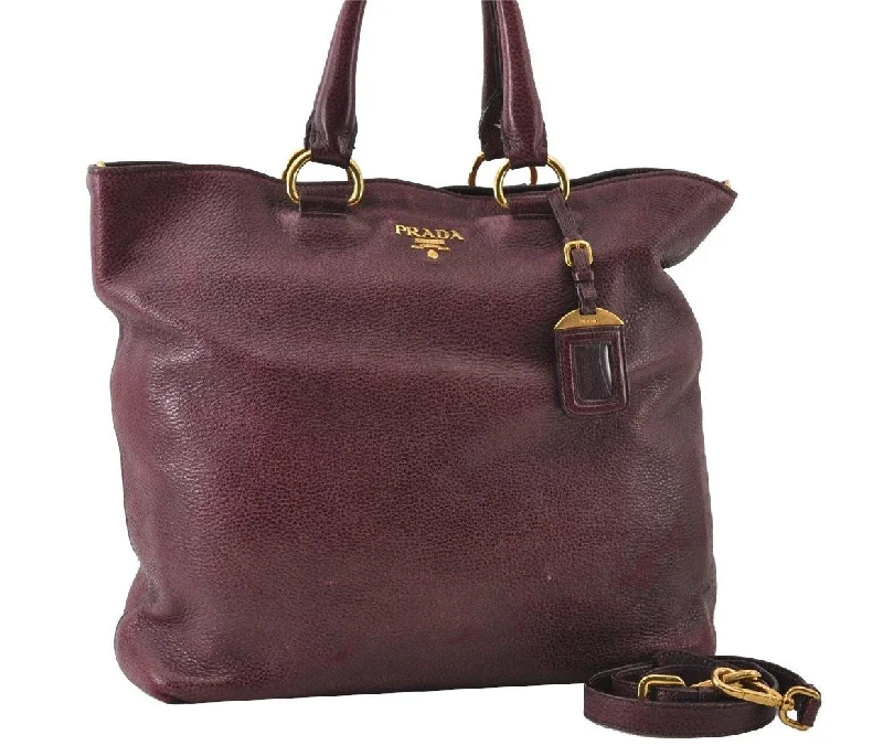 Luxury brand bags on saleAuthentic PRADA Leather Nappa 2Way Shoulder Crossbody Hand Tote Bag Purple 8069I