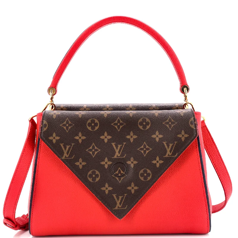 Designer bags with gold hardwareDouble V Handbag Calfskin with Monogram Canvas