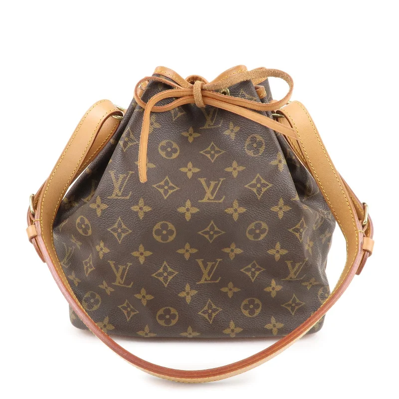 Designer bags with gold hardwareLouis Vuitton Monogram Petit Noe Shoulder Bag Brown M42226