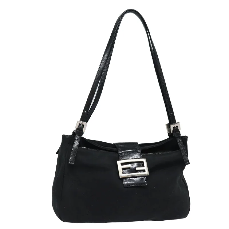 Durable leather bags for daily useFENDI Mamma Baguette Shoulder Bag Nylon Black  80619