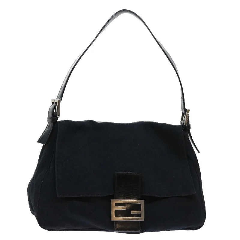 Trendy bucket bags for summerFENDI Mamma Baguette Shoulder Bag Nylon Leather Black  bs8028