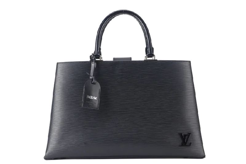 Luxury bags with chain strapsLOUIS VUITTON KLEBER MM BLACK EPI LEATHER SILVER HARDWARE WITH DUST COVER