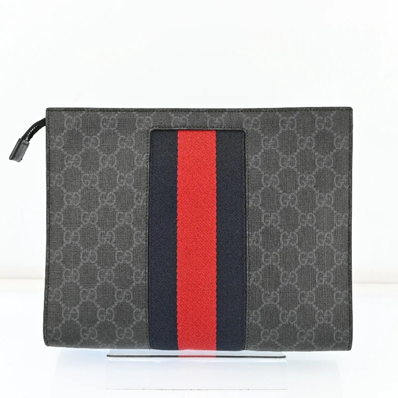 Mini bags for evening outGucci Gg Supreme Webbing Line Clutch Bag