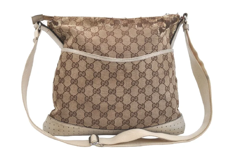 Durable leather bags for daily useAuthentic GUCCI Shoulder Cross Body Bag GG Canvas Leather 145857 Brown 2507K