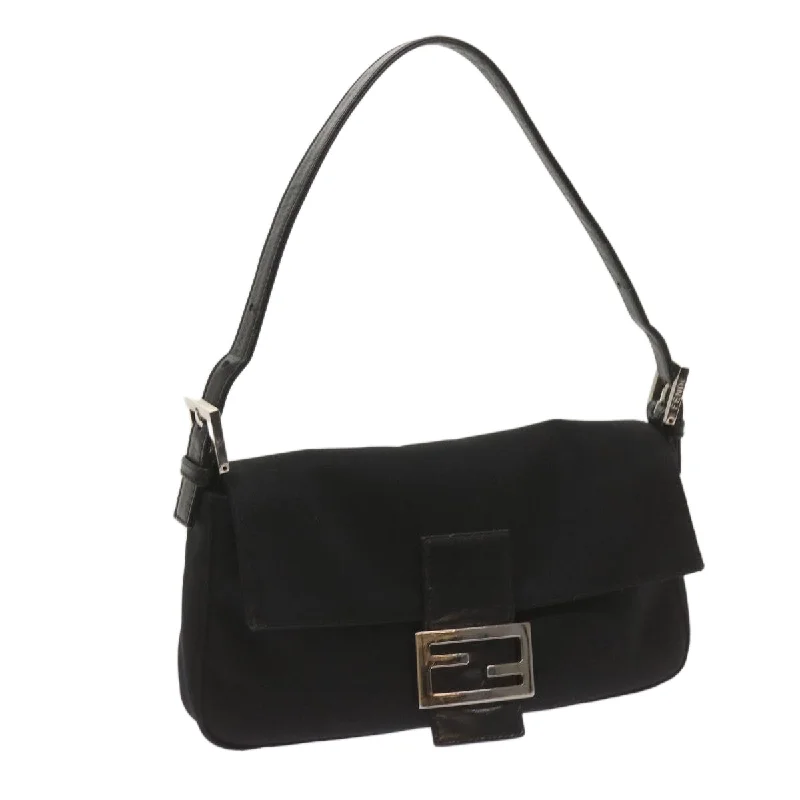 Affordable luxury bags FENDI Mamma Baguette Shoulder Bag Nylon Black  68214