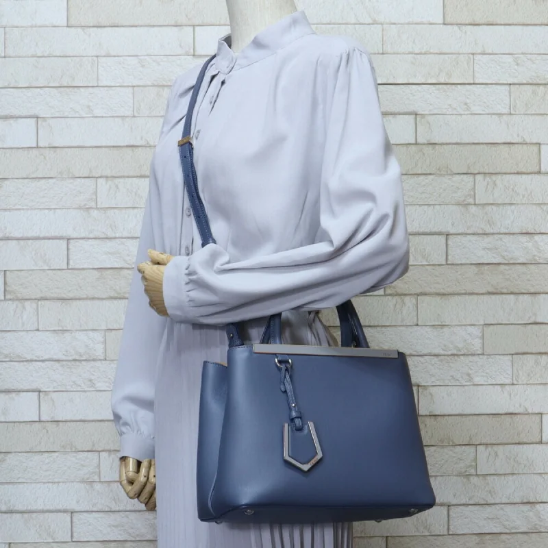 Designer bags with top handlesFENDI Toujour Shoulder Bag Leather Blue Ladies