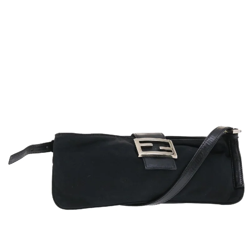 Minimalist leather handbagsFENDI Mamma Baguette Shoulder Bag Nylon Black  50144