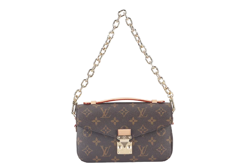 Customizable monogram bagsLOUIS VUITTON POCHETTE METIS (M46279) EAST WEST MONOGRAM WITH STRAPS, CHAIN, DUST COVER AND BOX